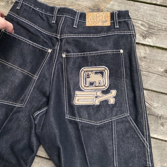 Vintage 90s Y2K EXCO Bulldog Embroidered Jeans Size 32 - Picture 8 of 10